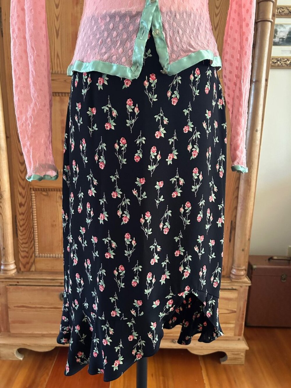 Vintage Betsey Johnson New York Rosebud Print Skirt